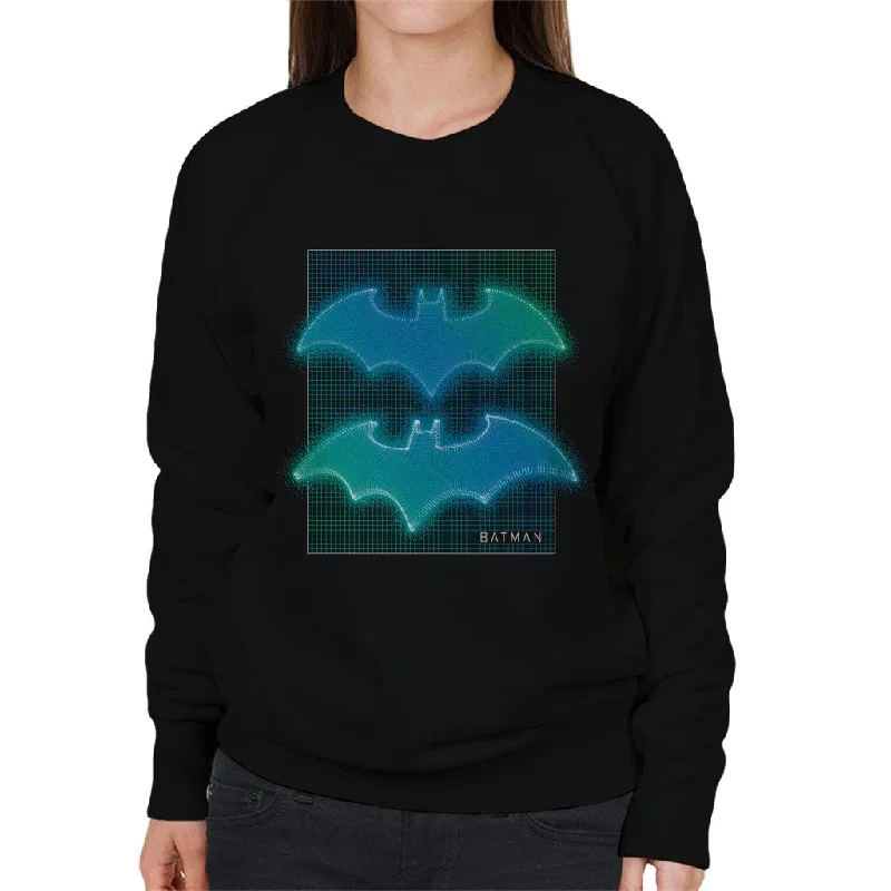 Batman Bat Symbol Neon Blue Gradient Women's Sweatshirt Hoodie with Lining Warm Insulated Batman Bat Symbol Neon Blue Gradient Women's Sweatshirt Hoodie with Lining Warm Insulated
