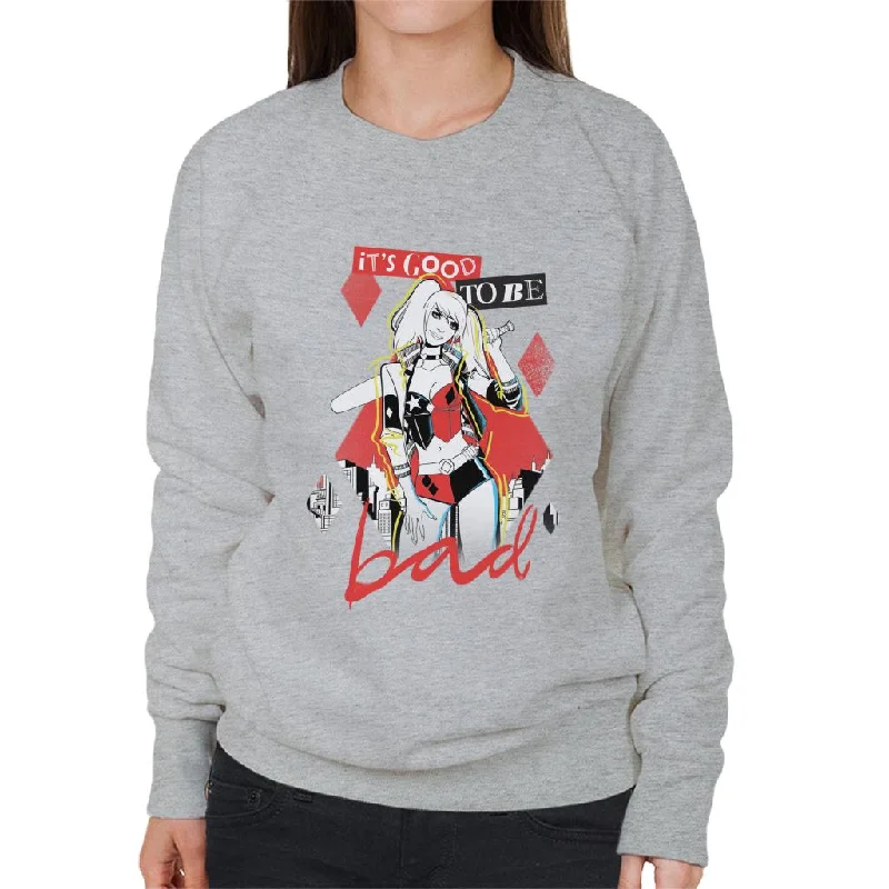 Batman Harley Quinn Its Good To Be Bad Women's Sweatshirt Hoodie with Hem Ribbing Snug Secure Batman Harley Quinn Its Good To Be Bad Women's Sweatshirt Hoodie with Hem Ribbing Snug Secure