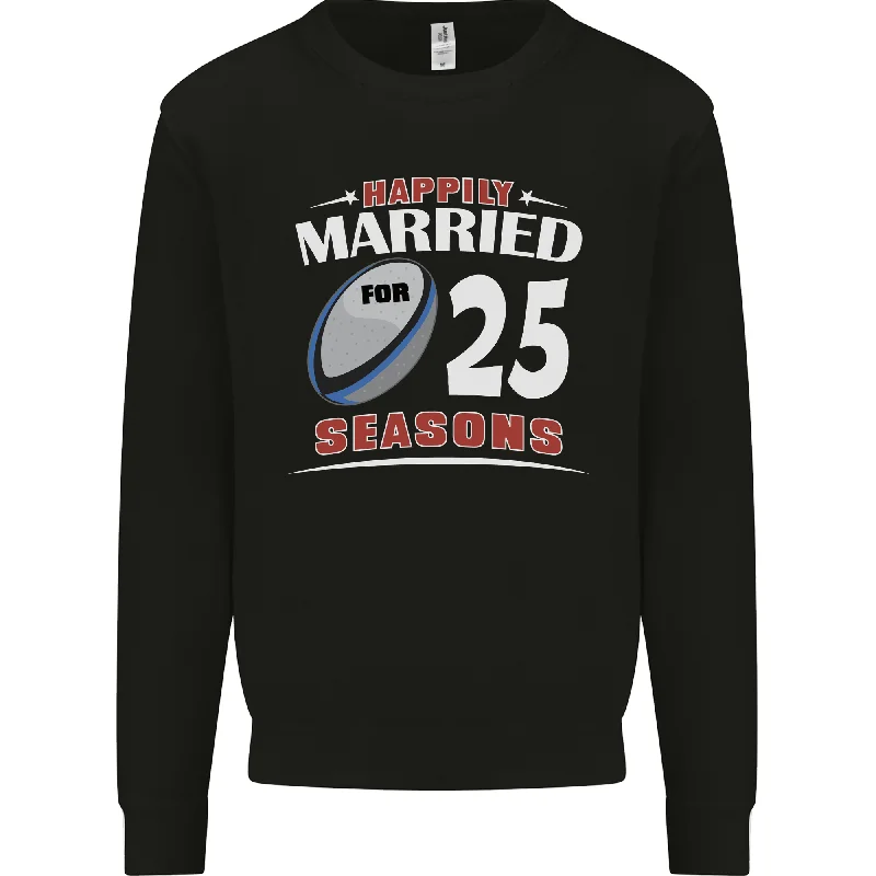 25 Year Wedding Anniversary 25th Rugby Mens Sweatshirt Jumper Hoodie with Hem Frayed Vintage Worn 25 Year Wedding Anniversary 25th Rugby Mens Sweatshirt Jumper Hoodie with Hem Frayed Vintage Worn