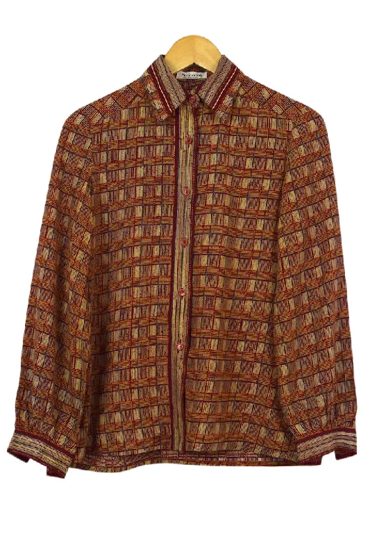Criss-Cross Print Blouse Office Formal Blouse