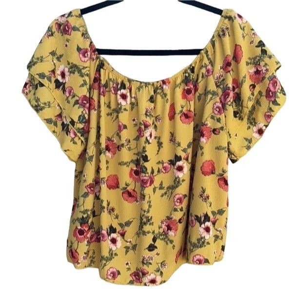 Fashion Magazine Off The Shoulder Floral Flutter Sleeve Cropped Women's Blouse M Elegant Embroidery Blouse Fashion Magazine Off The Shoulder Floral Flutter Sleeve Cropped Women's Blouse M Elegant Embroidery Blouse