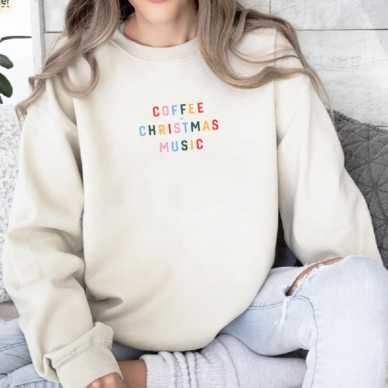 Coffee + Christmas Music Women's Vanilla Sweatshirt Hoodie with Camouflage Military Edgy Coffee + Christmas Music Women's Vanilla Sweatshirt Hoodie with Camouflage Military Edgy