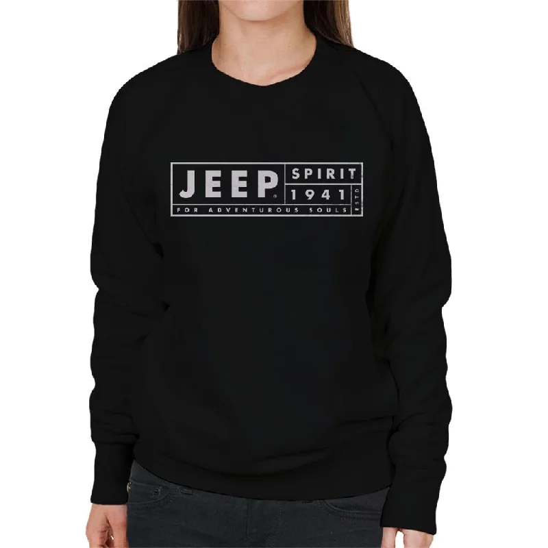 Jeep Spirit 1941 Estd For Adventurous Souls Light Logo Women's Sweatshirt Hoodie with Hem Applique Textured Unique Jeep Spirit 1941 Estd For Adventurous Souls Light Logo Women's Sweatshirt Hoodie with Hem Applique Textured Unique