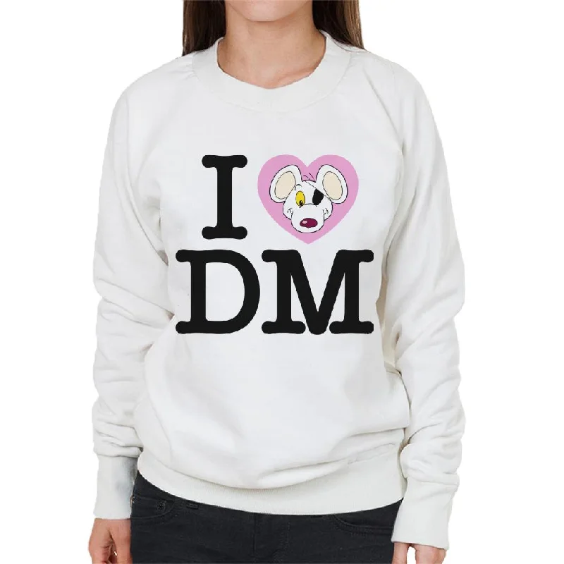 Danger Mouse I Love DM Women's Sweatshirt Hoodie with Drop Shoulder Relaxed Streetwear Danger Mouse I Love DM Women's Sweatshirt Hoodie with Drop Shoulder Relaxed Streetwear