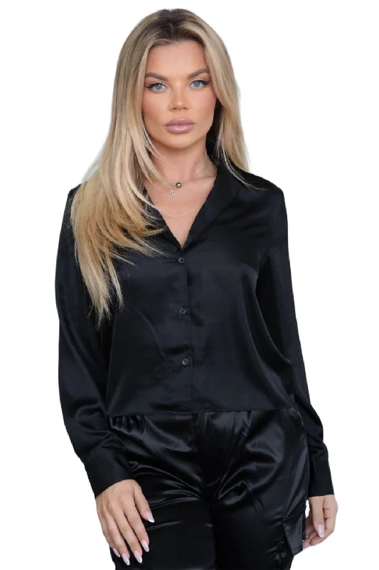 TIC TOC - "Elise" - Satin Button Blouse Pastel Color Blouse