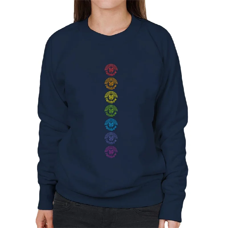 Rainbow 7 Colours Logo 50 Years Anniversary Women's Sweatshirt Hoodie with Reflective Safety Nightwear Rainbow 7 Colours Logo 50 Years Anniversary Women's Sweatshirt Hoodie with Reflective Safety Nightwear