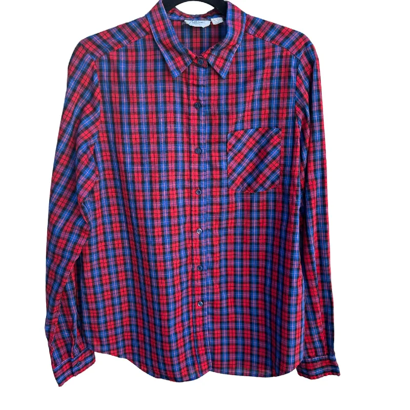 Alicia Vintage Womens Red Blue Retro Plaid Button-Up Long Sleeve Shirt Blouse 12 Classic White Blouse Alicia Vintage Womens Red Blue Retro Plaid Button-Up Long Sleeve Shirt Blouse 12 Classic White Blouse