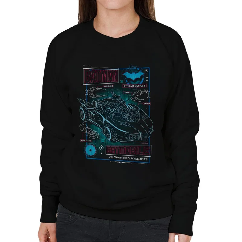 Batman Batmobile Blueprint Women's Sweatshirt Hoodie with High Neck Warm Protective