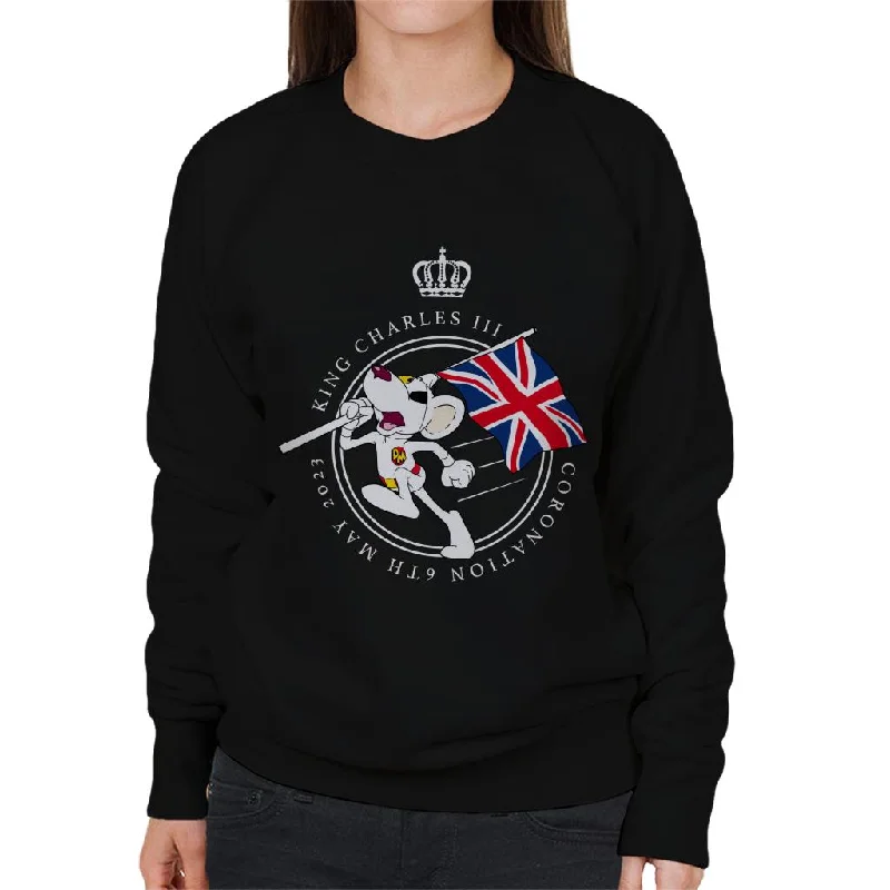 Danger Mouse Union Jack King Charles III 2023 Coronation Women's Sweatshirt Hoodie with Color Block Contrast Stylish Danger Mouse Union Jack King Charles III 2023 Coronation Women's Sweatshirt Hoodie with Color Block Contrast Stylish