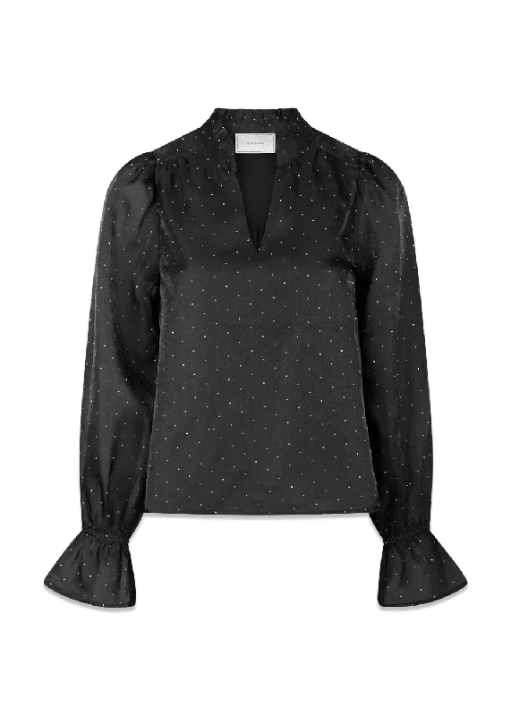 Amara Bedazzled Blouse - Black Casual Relaxed Fit Blouse