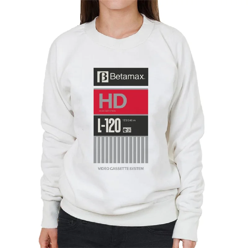 Betamax Black B Logo High Definition L 120 Women's Sweatshirt Hoodie with Batwing Sleeves Loose Dramatic Betamax Black B Logo High Definition L 120 Women's Sweatshirt Hoodie with Batwing Sleeves Loose Dramatic