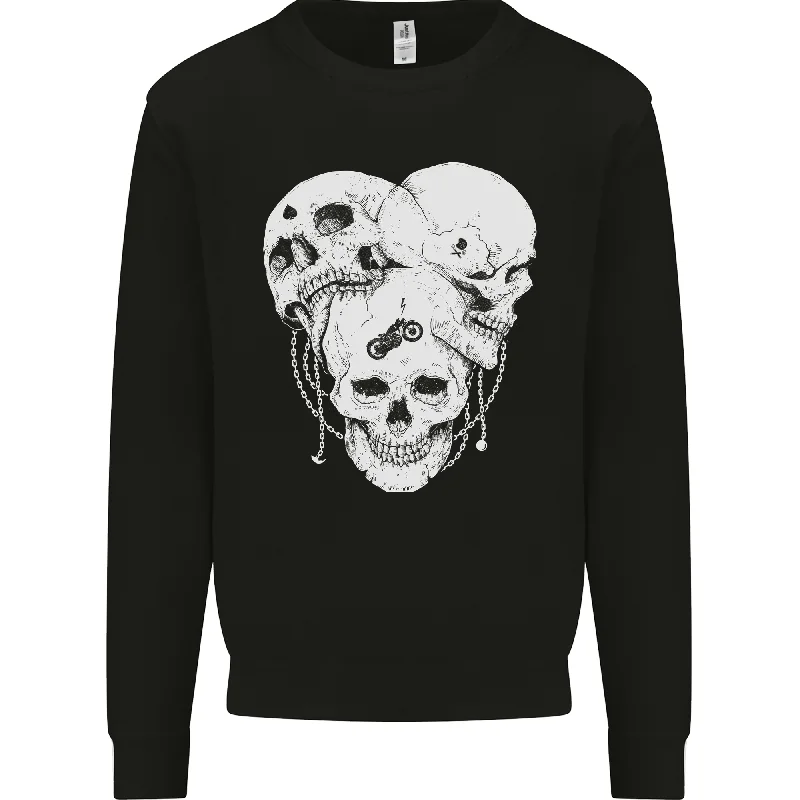 3 Skulls Gothic Heavy Metal Biker Demon Mens Sweatshirt Jumper Hoodie with Drop Shoulder Relaxed Streetwear 3 Skulls Gothic Heavy Metal Biker Demon Mens Sweatshirt Jumper Hoodie with Drop Shoulder Relaxed Streetwear