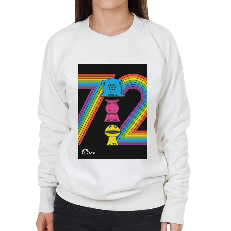 Rainbow 1972 Bungle George And Zippy Women's Sweatshirt Hoodie with Elastic Cuffs Stretchable Comfortable Rainbow 1972 Bungle George And Zippy Women's Sweatshirt Hoodie with Elastic Cuffs Stretchable Comfortable