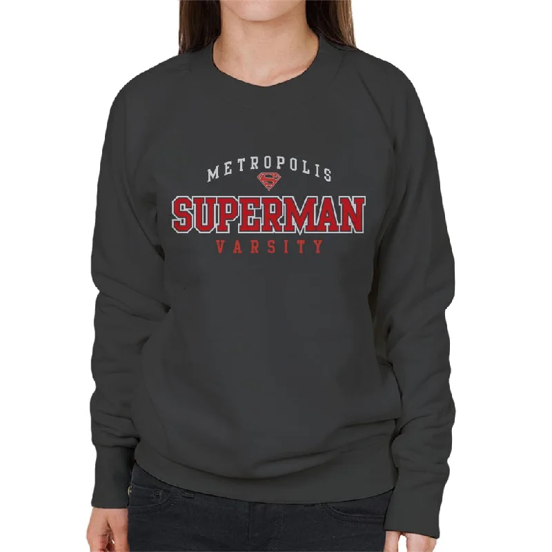 Superman Metropolis Varsity Logo Women's Sweatshirt Hoodie Sweatshirt Pullover