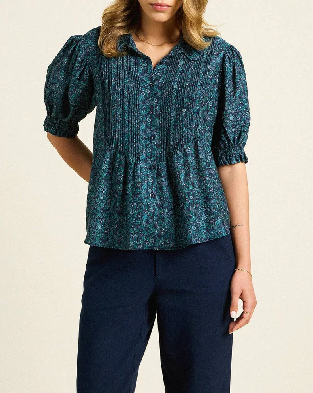 Birds of Paradis by Trovata Jess Blouse in Blue Ridge Ditsy Office-Ready Blouse