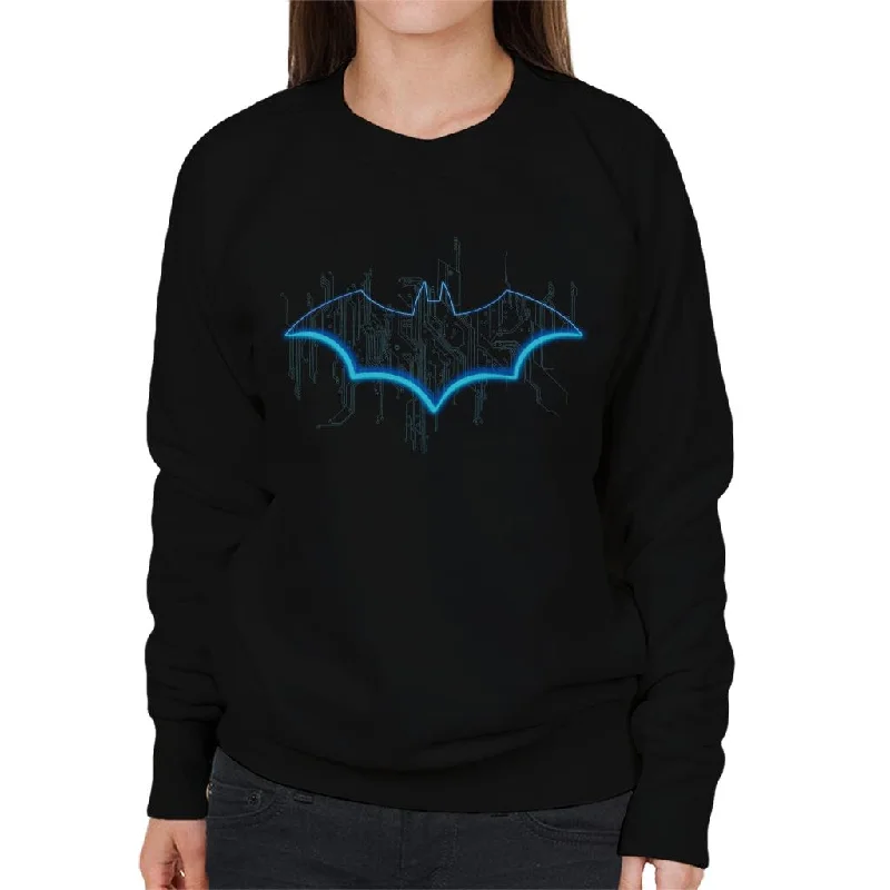 Batman Neon Blue Bat Symbol Women's Sweatshirt Hoodie with Lace Feminine Delicate