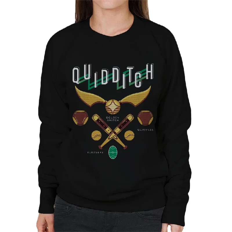Harry Potter Quidditch Golden Snitch Quaffles Bludgers Women's Sweatshirt Hoodie with Hem Raw Edge Edgy Unfinished Harry Potter Quidditch Golden Snitch Quaffles Bludgers Women's Sweatshirt Hoodie with Hem Raw Edge Edgy Unfinished
