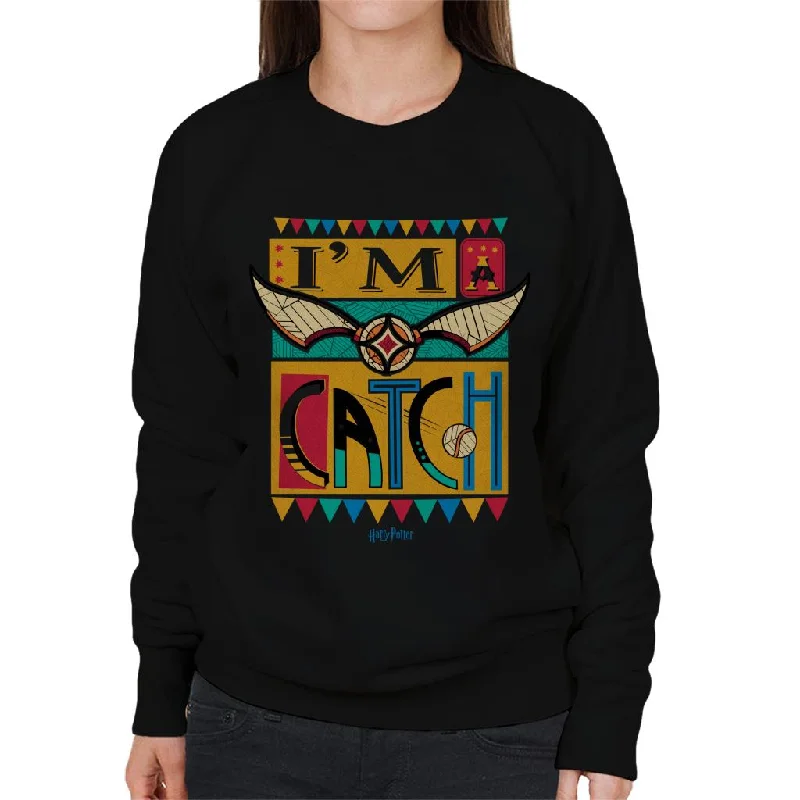 Harry Potter Quidditch Im A Catch Women's Sweatshirt Hoodie with Velcro Closure Adjustable Secure Harry Potter Quidditch Im A Catch Women's Sweatshirt Hoodie with Velcro Closure Adjustable Secure