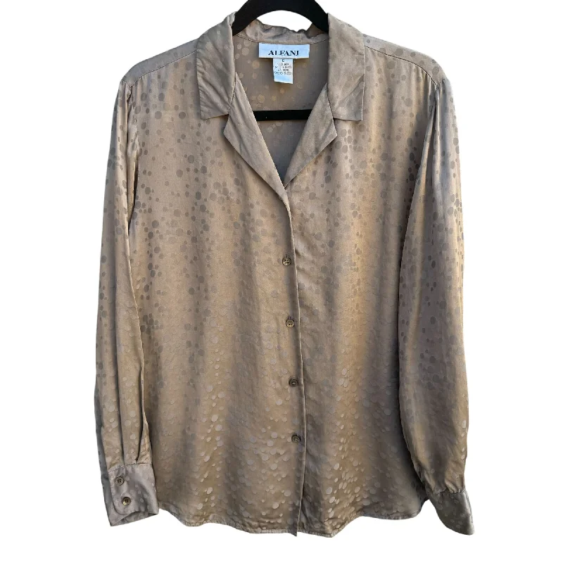 Alfani Vintage Womens Beige Polka Dot Button-Down Long Sleeve Silk Blouse 12 Sweetheart Neck Blouse Alfani Vintage Womens Beige Polka Dot Button-Down Long Sleeve Silk Blouse 12 Sweetheart Neck Blouse