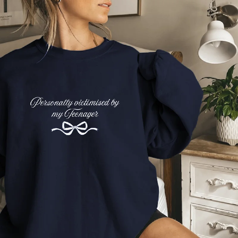 Personally Victimised By My Teenager Women's Sweatshirt Hoodie with Drawstring Waist Adjustable Fitted Personally Victimised By My Teenager Women's Sweatshirt Hoodie with Drawstring Waist Adjustable Fitted
