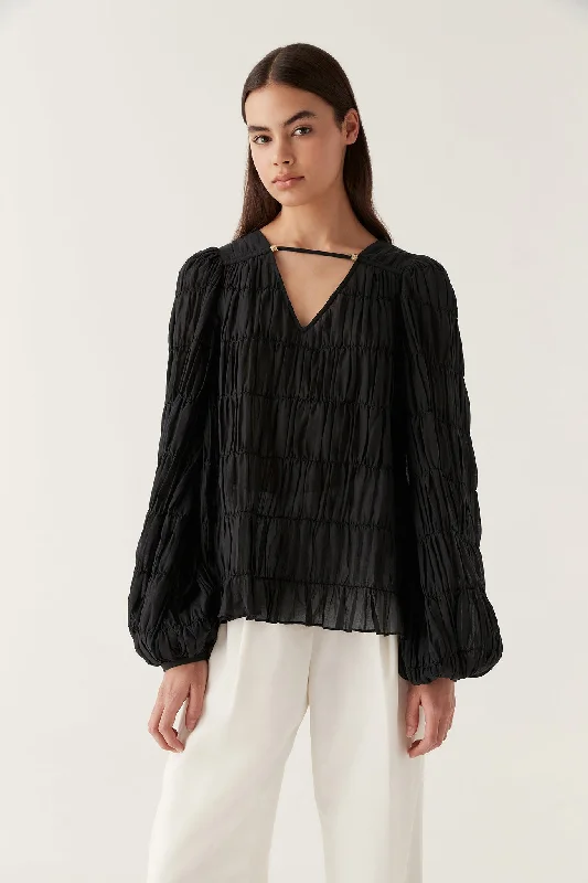 Evelina Ruched Blouse Short Sleeve Blouse