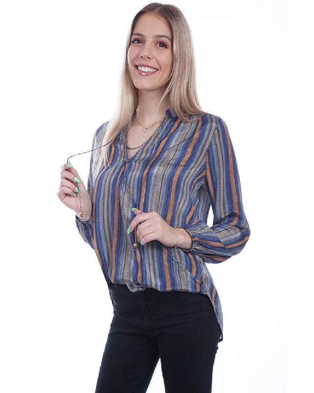 Women's Easy Fit Blouse Elegant Semi-Sheer Blouse