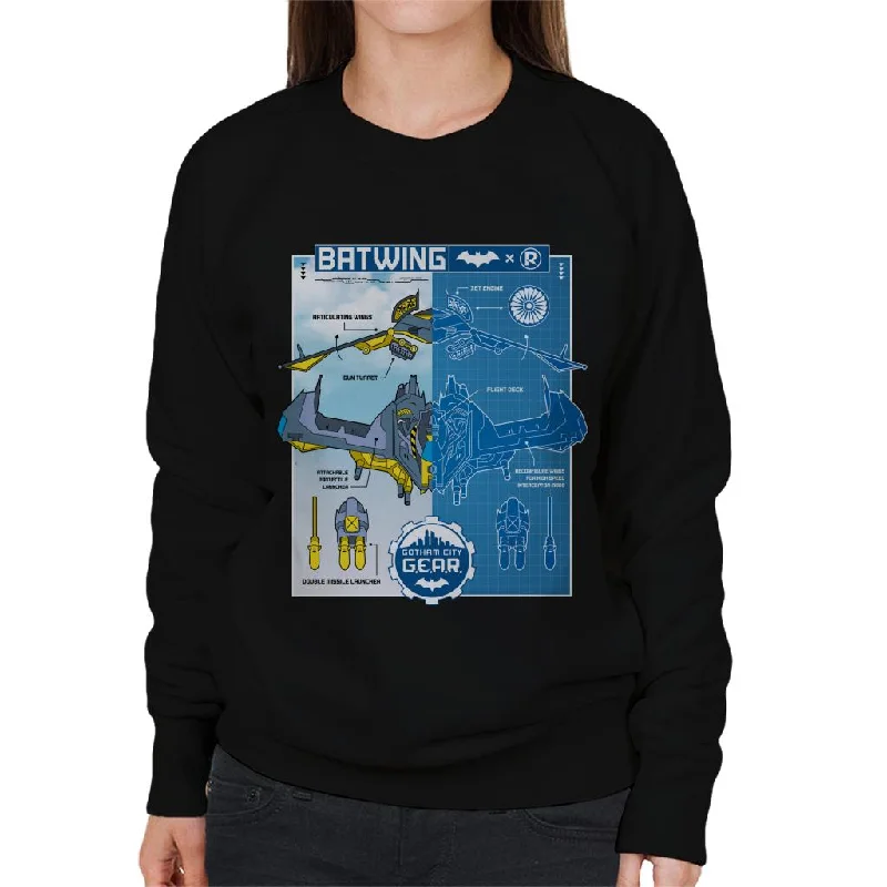 Batman Batwing Blueprint Women's Sweatshirt Hoodie with Oversized Fit Loose Comfortable Batman Batwing Blueprint Women's Sweatshirt Hoodie with Oversized Fit Loose Comfortable