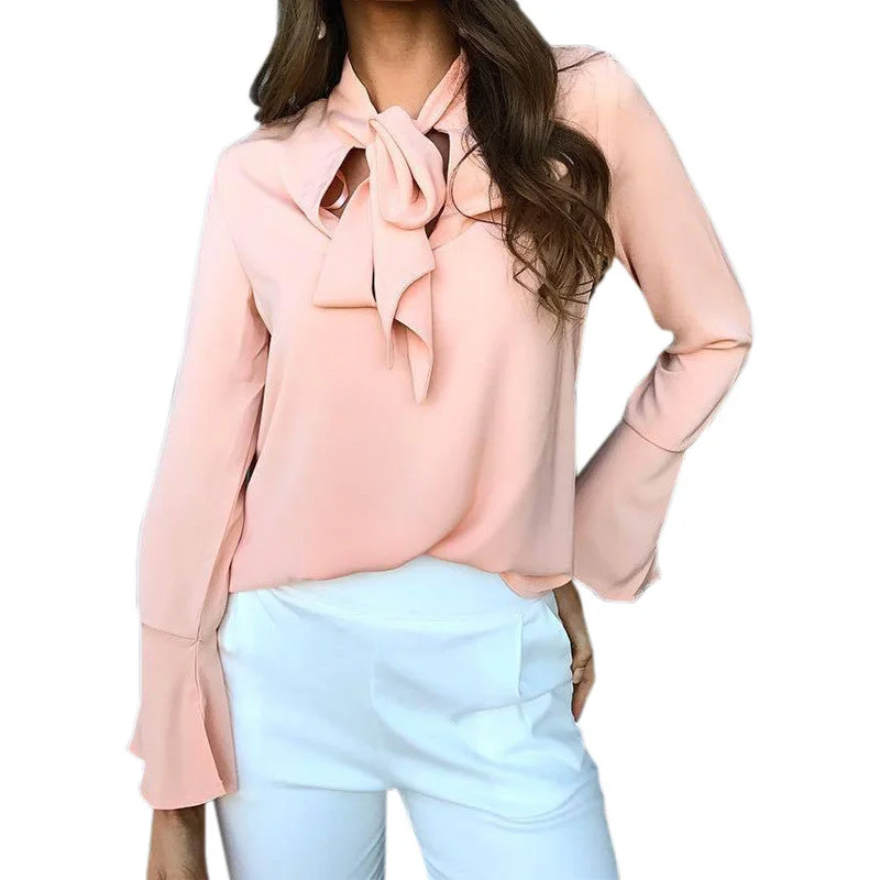 Female Autumn Blouse 2018 Women Flare Long Sleeve Bowknot Fashion Shirts Loose Casual Tops Office Shirt Blusa Work Blouses GV846 Sleeveless Chiffon Blouse Female Autumn Blouse 2018 Women Flare Long Sleeve Bowknot Fashion Shirts Loose Casual Tops Office Shirt Blusa Work Blouses GV846 Sleeveless Chiffon Blouse