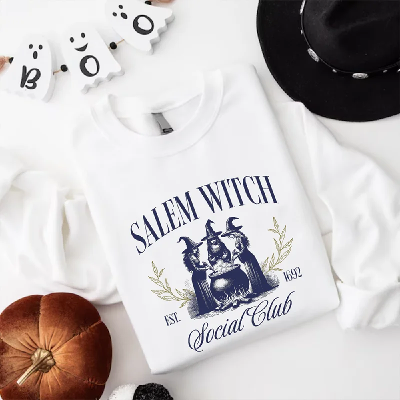 Salem Witches Social Club Women's Halloween Sweatshirt Hoodie with Slim Fit Tailored Modern Salem Witches Social Club Women's Halloween Sweatshirt Hoodie with Slim Fit Tailored Modern