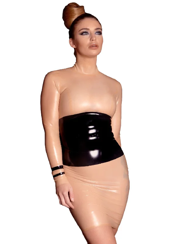 Audrey Latex Panel Blouse Lightweight Chiffon Blouse