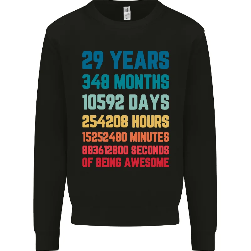 29th Birthday 29 Year Old Mens Sweatshirt Jumper Hoodie with Set-In Sleeves Structured Classic 29th Birthday 29 Year Old Mens Sweatshirt Jumper Hoodie with Set-In Sleeves Structured Classic