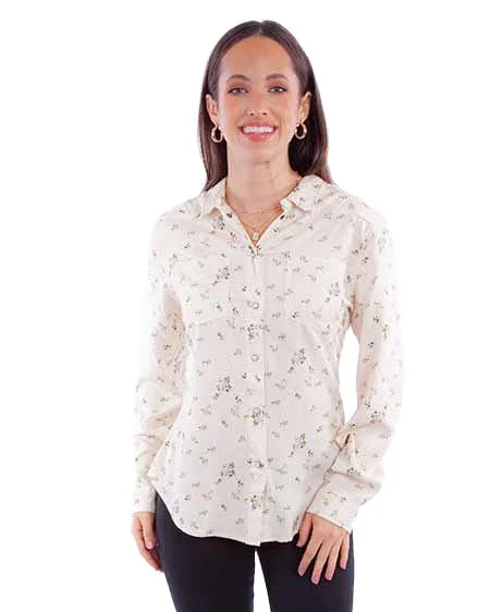 Women's Floral Snap Front Blouse Double-Layered Blouse
