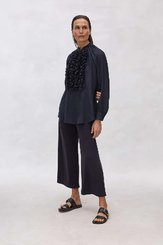 Praline Blouse in True Navy F605 8473 by Mela Purdie Double Button Blouse