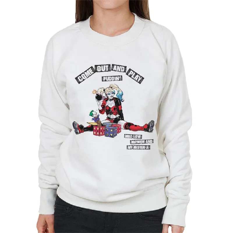 Batman Harley Quinn Come Out And Play Women's Sweatshirt Hoodie with Cropped Fit Short Trendy Batman Harley Quinn Come Out And Play Women's Sweatshirt Hoodie with Cropped Fit Short Trendy