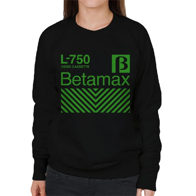 Betamax Green L 750 Video Cassette Women's Sweatshirt Hoodie with Metallic Shiny Futuristic Betamax Green L 750 Video Cassette Women's Sweatshirt Hoodie with Metallic Shiny Futuristic