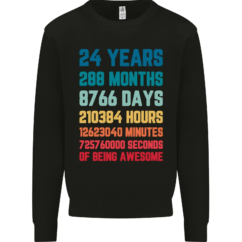 24th Birthday 24 Year Old Mens Sweatshirt Jumper Hoodie with Pastel Soft Subtle