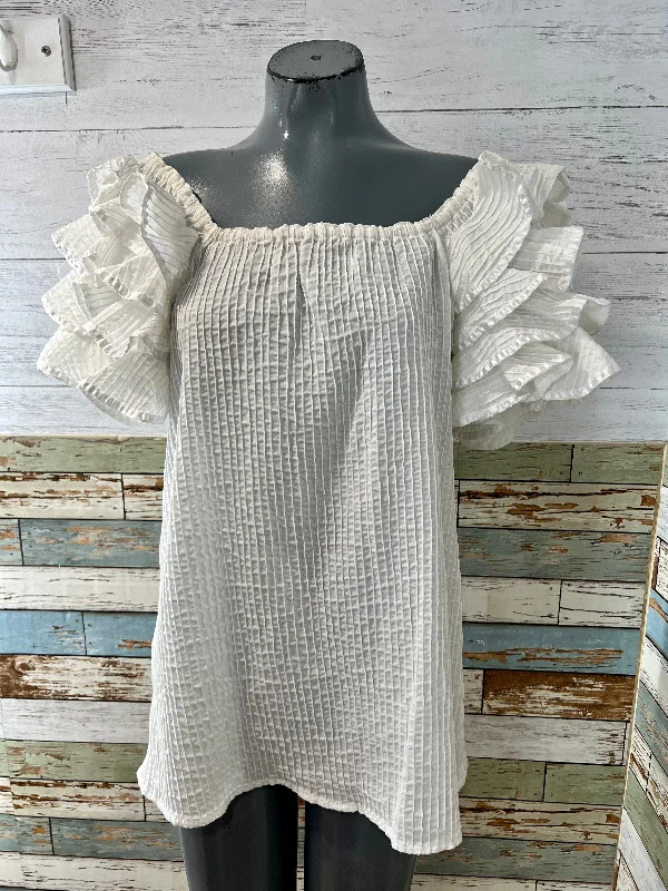 70s Tachi Castillo short sleeve Ruffle Mexican Blouse Ruffled Neck Blouse