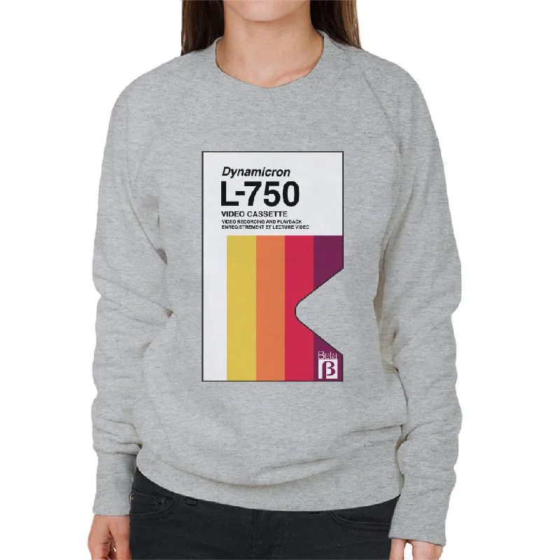 Betamax Dynamicron L 750 Video Cassette Women's Sweatshirt Hoodie with Sequins Glamorous Eye-catching Betamax Dynamicron L 750 Video Cassette Women's Sweatshirt Hoodie with Sequins Glamorous Eye-catching