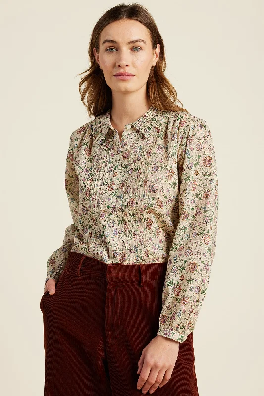 Birds of Paradis by Trovata Alise Blouse Herbarium Print Lightweight Linen Blouse