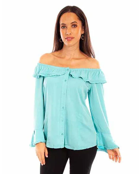 Women's Ruffle Blouse Mandarin Collar Blouse