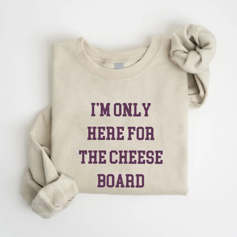 Here For The Cheese Board Christmas Sweatshirt Hoodie with Half-Zip Sporty Casual