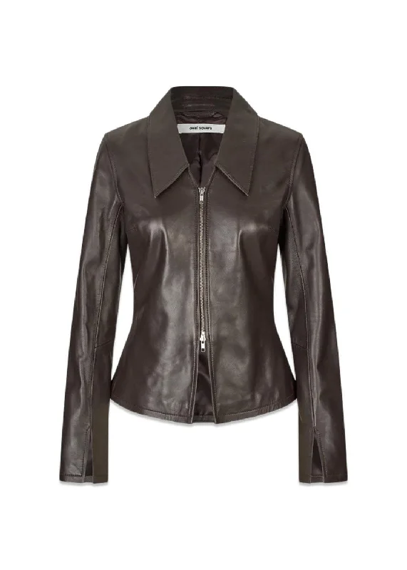 Deep Leather Blouse - Chocolate Torte Smart Business Blouse