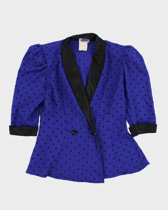 Vintage 80s Nu Mode Collared Polka Dot Blouse - M Playful Puff Blouse