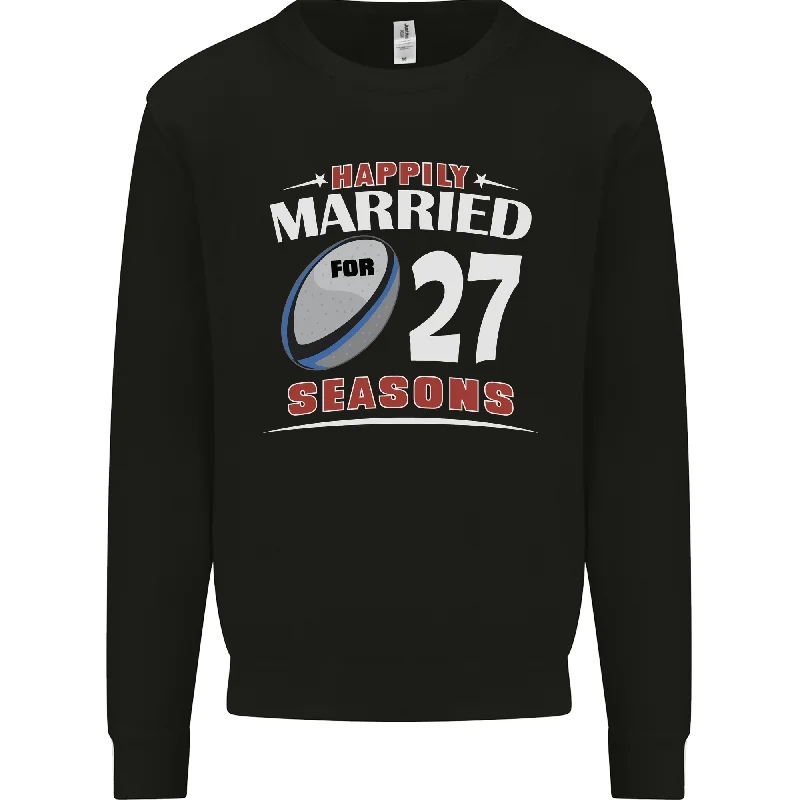 27 Year Wedding Anniversary 27th Rugby Mens Sweatshirt Jumper Hoodie with Typography Text Message 27 Year Wedding Anniversary 27th Rugby Mens Sweatshirt Jumper Hoodie with Typography Text Message