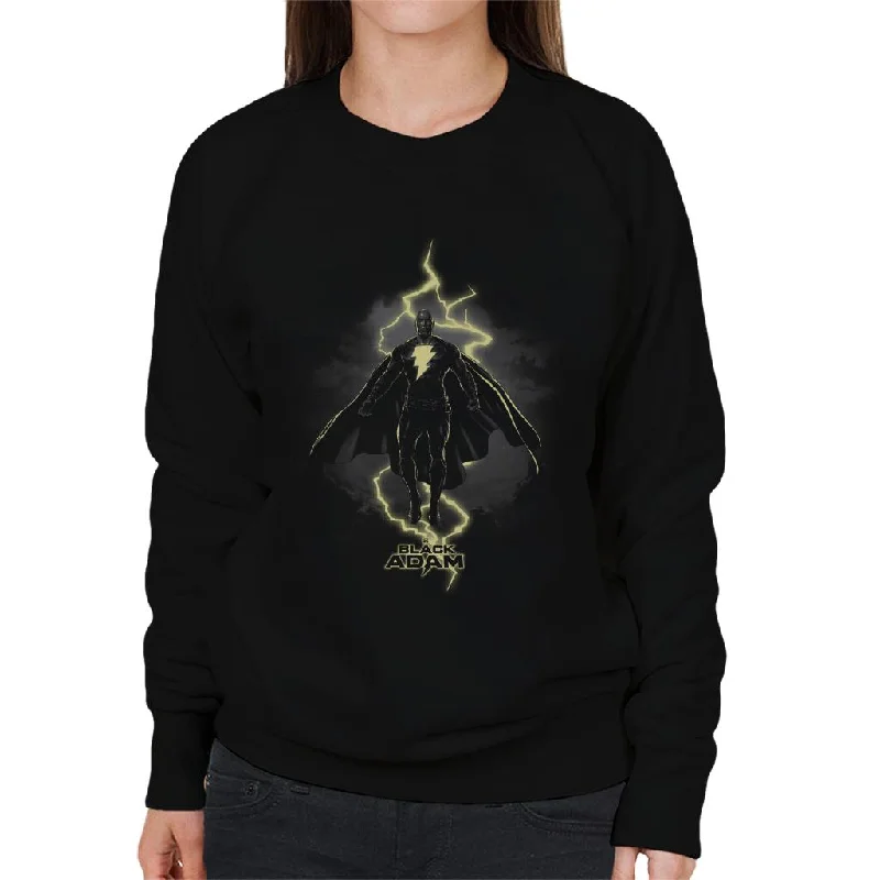 Black Adam Lightning Bolt Women's Sweatshirt Hoodie with Zipper Placket Modern Functional Black Adam Lightning Bolt Women's Sweatshirt Hoodie with Zipper Placket Modern Functional