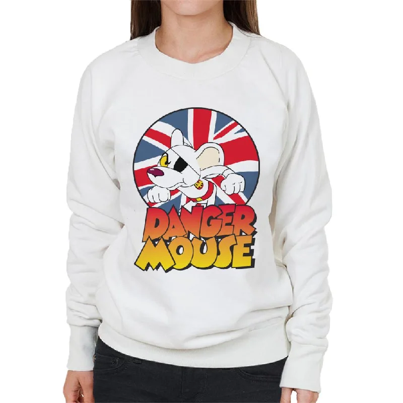 Danger Mouse Frowning Union Jack Women's Sweatshirt Hoodie with Contrast Stitching Detailed Premium Danger Mouse Frowning Union Jack Women's Sweatshirt Hoodie with Contrast Stitching Detailed Premium