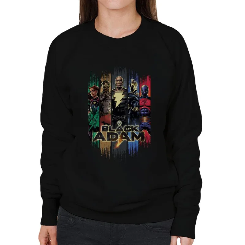 Black Adam And The Justice Society Of America Women's Sweatshirt Hoodie with Mock Neck Collared Structured Black Adam And The Justice Society Of America Women's Sweatshirt Hoodie with Mock Neck Collared Structured