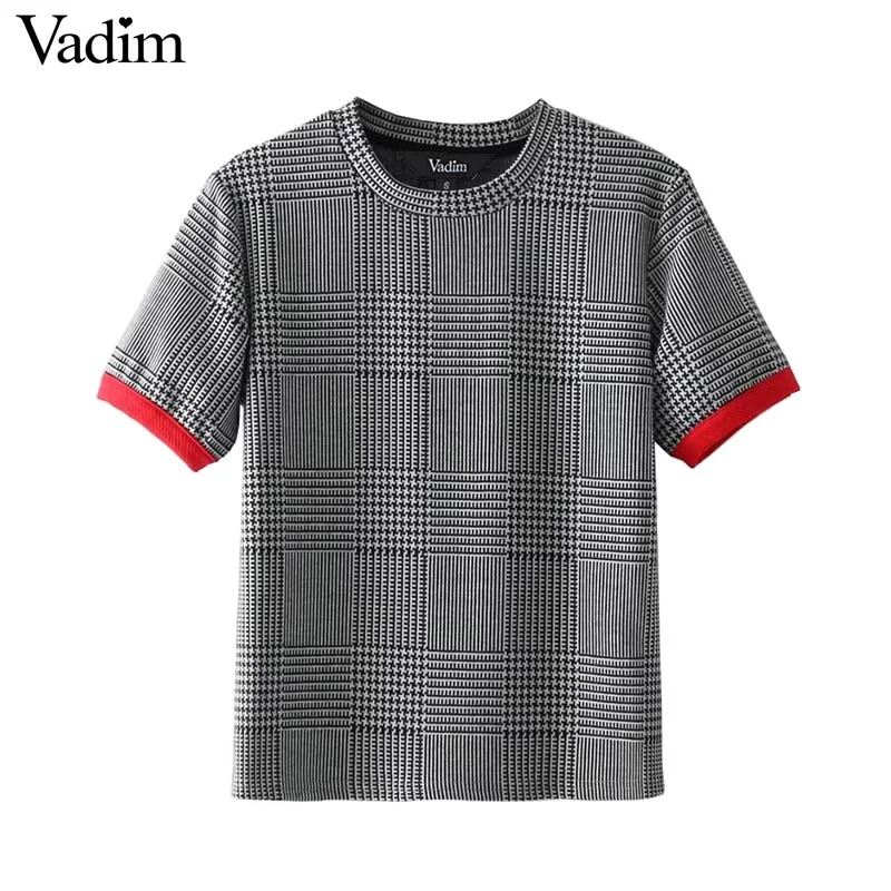 Vadim women elegant plaid shirt houndstooth short sleeve o neck blouse vintage basic fashion casual chic tops blusas DT1312 Delicate Pleat Blouse Vadim women elegant plaid shirt houndstooth short sleeve o neck blouse vintage basic fashion casual chic tops blusas DT1312 Delicate Pleat Blouse