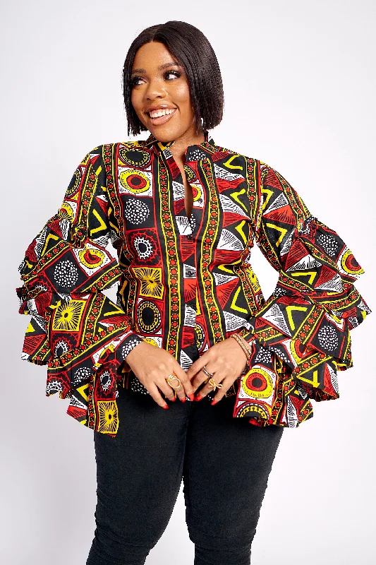 TEMILOLA AFRICAN PRINT BLOUSE Sleeveless Chiffon Blouse