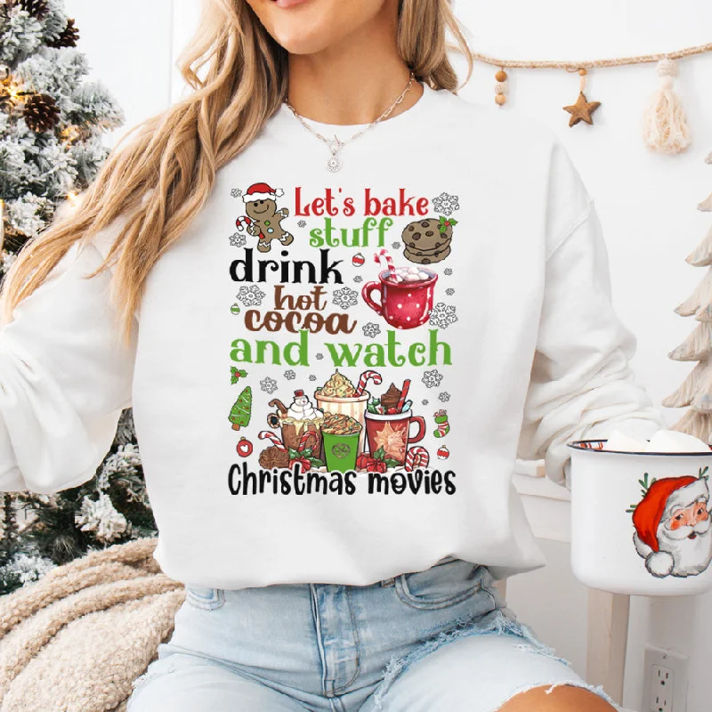 Let's Bake Stuff & Watch Movies Christmas Sweatshirt Hoodie with Cuffed Sleeves Snug Secure Let's Bake Stuff & Watch Movies Christmas Sweatshirt Hoodie with Cuffed Sleeves Snug Secure